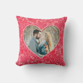 赤エレガントとピンクのフローラハートバレンタインデー クッション (正面)