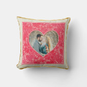 赤エレガントとピンクのフローラハートバレンタインデー クッション (正面)