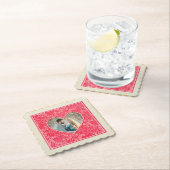 赤エレガントとピンクのフローラハートバレンタインデー ペーパーコースター (インサイチュ)