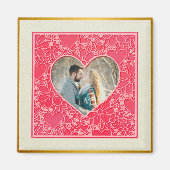 赤エレガントとピンクのフローラハートバレンタインデー マグネット (正面)