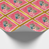 赤エレガントとピンクのフローラハートバレンタインデー ラッピングペーパー (角)