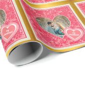 赤エレガントとピンクのフローラハートバレンタインデー ラッピングペーパー (ロールコーナー)