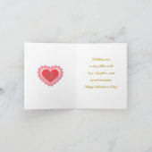 赤エレガントとピンクのフローラハートバレンタインデー 招待状 (内部)