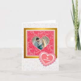 赤エレガントとピンクのフローラハートバレンタインデー 招待状