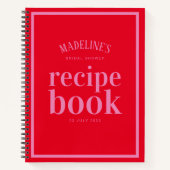 赤エレガントとピンクのブライダルシャワーレシピ本 ノートブック (正面)