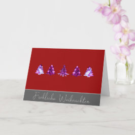 赤エレガントとピンクのメリークリスマスツリーズカード カード