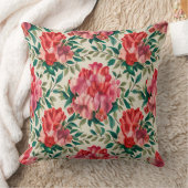 赤エレガントとピンクの花の花柄 クッション (ブランケット)