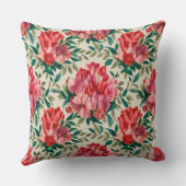 赤エレガントとピンクの花の花柄 クッション (裏面)