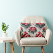 赤エレガントとピンクの花の花柄 ランバークッション (椅子)