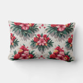 赤エレガントとピンクの花の花柄 ランバークッション (裏面)