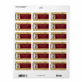 赤エレガントとモダン金ゴールドフェイクのクリスマスフォト ラベル (フルシート)