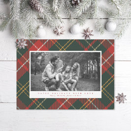赤エレガントと伝統的緑の格子模様の写真 シーズンカード