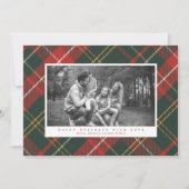 赤エレガントと伝統的緑の格子模様の写真 シーズンカード (正面)