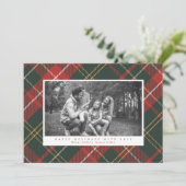 赤エレガントと伝統的緑の格子模様の写真 シーズンカード (スタンド正面)