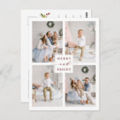 赤エレガントと明メリーるい4フォトホリデー ポストカード (正面/裏面)