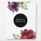 赤エレガントと梅の水の色のフローラ マウスパッド (正面)