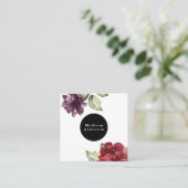 赤エレガントと梅の水彩フローラ スクエア名刺 (スタンド正面)