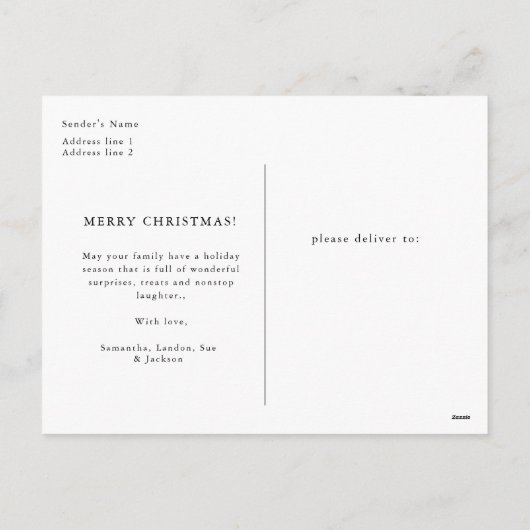 赤エレガントと白のクリスマス5写真コラージュInvi シーズンポストカード (裏面)