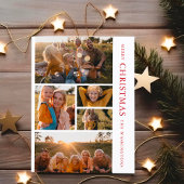 赤エレガントと白のクリスマス5写真コラージュInvi シーズンポストカード