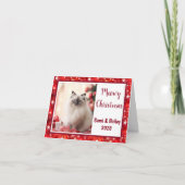 赤エレガントと白の休日のフォトカード シーズンカード (正面)