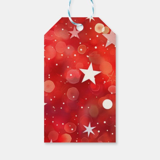 赤エレガントと白の休日のフォトラベル ギフトタグ (裏面)