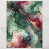 赤エレガントと緑のアルコールインクスクラップブック紙 (正面)