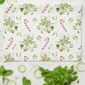 赤エレガントと緑のクリスマスグリーン キッチンタオル (折り畳み)