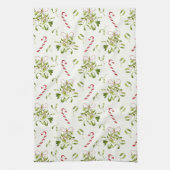 赤エレガントと緑のクリスマスグリーン キッチンタオル (縦)