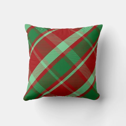 赤エレガントと緑のクリスマスプレイド クッション (裏面)