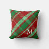 赤エレガントと緑のクリスマスプレイド クッション (正面)