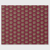 赤エレガントと緑のクリスマスベル ラッピングペーパー (フラット)