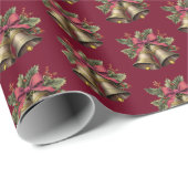 赤エレガントと緑のクリスマスベル ラッピングペーパー (ロールコーナー)