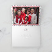 赤エレガントと緑のクリスマスホリー葉の写真 カード (内部)