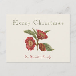 赤エレガントと緑のフローラ シーズンポストカード