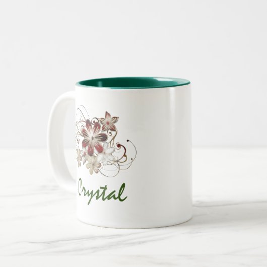 赤エレガントと緑のフローラ ツートーンマグカップ (正面左)