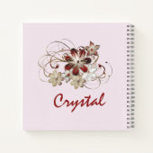 赤エレガントと緑のフローラ ノートブック (裏面)