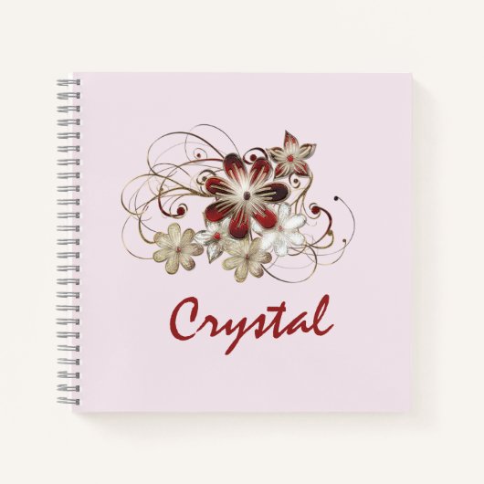 赤エレガントと緑のフローラ ノートブック (正面)