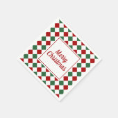 赤エレガントと緑のメリークリスマス スタンダードカクテルナプキン (角)