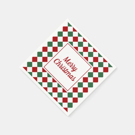 赤エレガントと緑のメリークリスマス スタンダードカクテルナプキン (角)