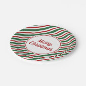 赤エレガントと緑のメリークリスマス ペーパープレート (アングル)