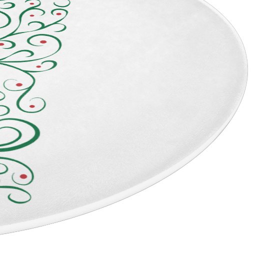 赤エレガントと緑の書道クリスマスツリー カッティングボード (角)