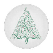 赤エレガントと緑の書道クリスマスツリー カッティングボード (正面)