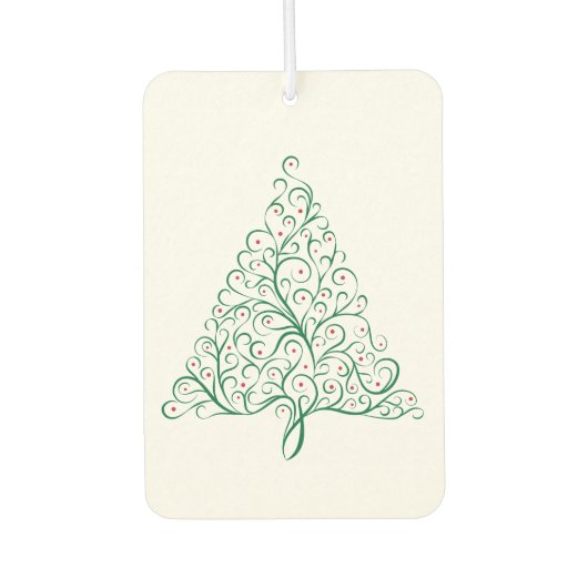 赤エレガントと緑の書道クリスマスツリー カーエアーフレッシュナー (正面)