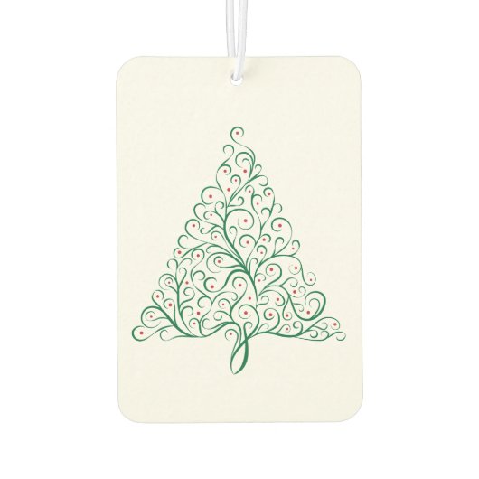 赤エレガントと緑の書道クリスマスツリー カーエアーフレッシュナー (裏面)