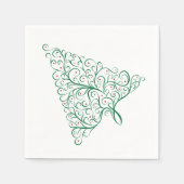 赤エレガントと緑の書道クリスマスツリー スタンダードカクテルナプキン (正面)