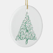 赤エレガントと緑の書道クリスマスツリー セラミックオーナメント (右)
