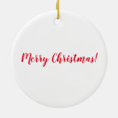 赤エレガントと緑の書道クリスマスツリー セラミックオーナメント (裏面)