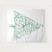 赤エレガントと緑の書道クリスマスツリー タペストリー (正面(横))