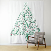 赤エレガントと緑の書道クリスマスツリー タペストリー (インサイチュ)