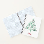 赤エレガントと緑の書道クリスマスツリー ノートブック (内部)